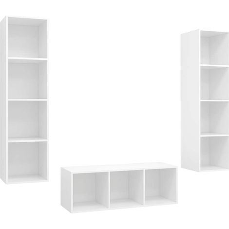 Maison Exclusive - Set Mobili Porta TV 3 pz Bianco in Legno Multistrato (1/5)