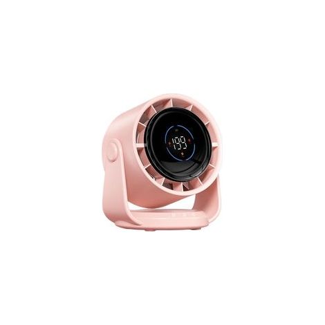 Ventilador multifuncional, potente ventilador con pantalla digital de 4000 mAh, textura ABS, perfecto para la oficina, viajes y uso en interiores (rosa).