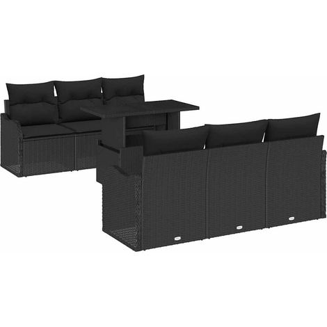 Maison Exclusive - Set Divano da Giardino 7 pcs Nero Rattan in Polipropilene