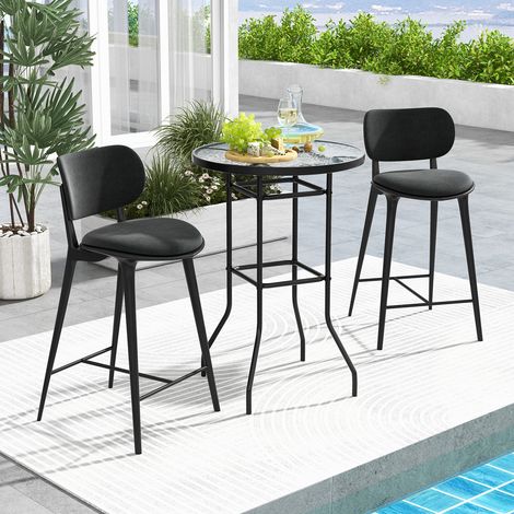 Pour les espaces extérieurs, table de bar 38 pouces facile à monter avec plateau en verre trempé (1/5)