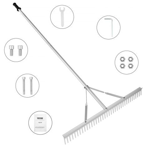 Landschaftsrechen, 91,4cm Kopf, Aluminium-Landschaftsrechen, 190,5cm, verstellbarer Griff (1/5)