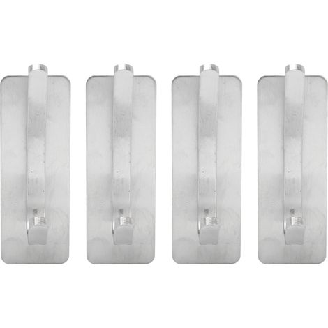 Lot de 4 crochets adhésifs sans perçage pour suspendre manteaux et chapeaux, en acier inoxydable argenté. (1/5)