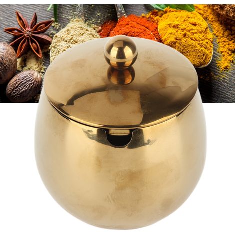 Salz- und Zuckerdose aus Edelstahl 304, Gewürzglas, Gold (1/5)