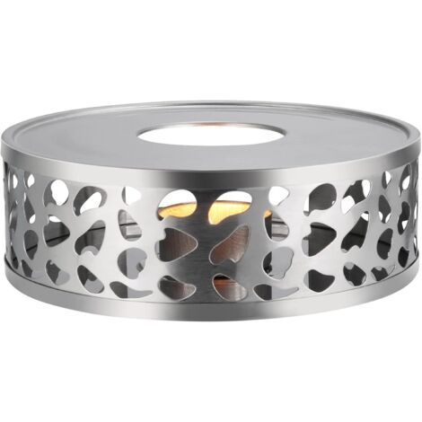 Brushed stainless steel teapot warmer with tealight holder, silver (1/5)