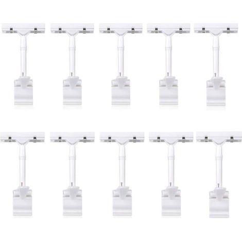 Lot de 10 clips de fixation en plastique réglables et rotatifs pour étiquettes de prix, destinés aux magasins de détail. (1/5)