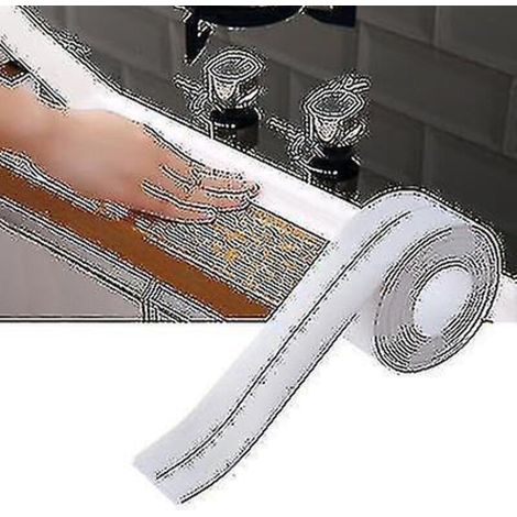 Ruban adhésif d'étanchéité imperméable et anti-moisissure pour papier peint, cuisine et sol en PVC - 3,8 cm x 320 cm - Blanc (1/5)