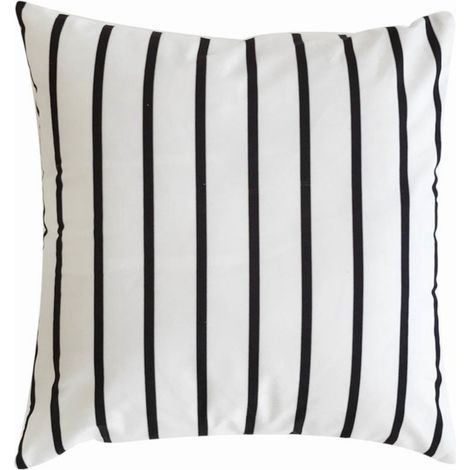 Taie D Oreiller Rayures Noires Et Blanches - Coton Doux Pour Decoration Maison Bureau Canape - 1 Piece (1/5)
