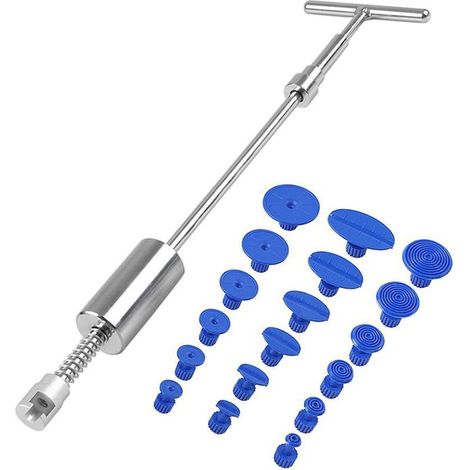 Kit débosselage sans peinture, marteau inertie T + 18 languettes colle, répare bosses grêle sur carrosserie SUV et voiture (1/5)