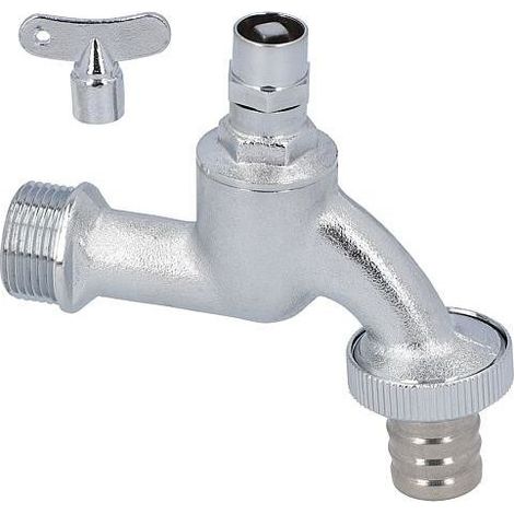 Robinet de purge avec tête de clé tubulaire DN20(3/4") MS chrome mat