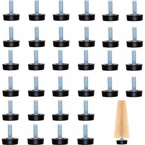 32 Pièces Pieds de Meubles Réglables Pieds à Vis Pieds de Nivellement de Meubles Pieds Filetés M8 Pieds de Nivellement pour Pieds de Meubles Chaise Table Noir M825 mm (1/5)