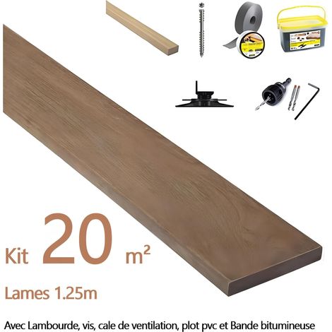 Kit complet terrasse 20m² en bois exotique IPE Longueur des lames : 1250mm (1/5)