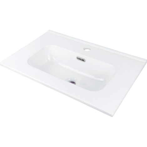 Lavabo in ceramica ad incasso con basetta per rubinetteria bianco 38,5x60 cm - Rober (1/2)