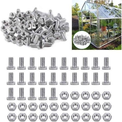 50 Pièces Noix de Serre et Boulons de Serre pour l'installation et la Fixation Serre (1/5)