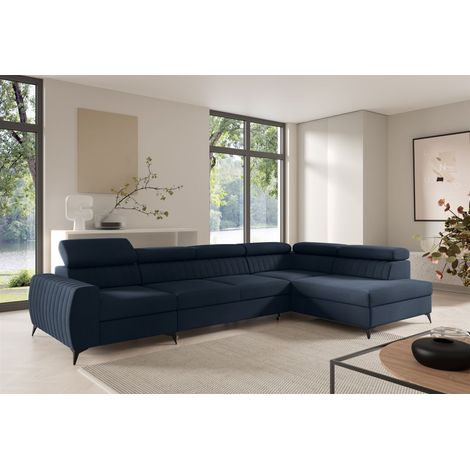 Ecksofa Schlafsofa Sofa TORONTO XL Stoff Element Blau Ottomane Rechts (1/4)