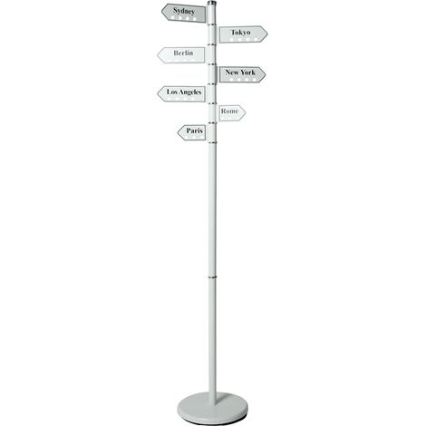 Porte Manteau Sur Pied Enseigne Métal Lettres Blanc/Noir °28X173 Cm