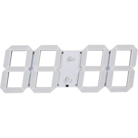 Horloge Murale LED 3D Grande Taille Aluminium Télécommande Affichage Température Alarme Compte à Rebours Design Moderne Bleu (1/5)