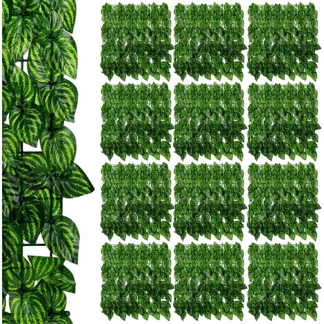 SWANEW Haie Artificiel Brise-Vue décoration Rouleau 3L x 1H m Feuillage réaliste Anti-UV,Feuilles de pastèque (1/7)