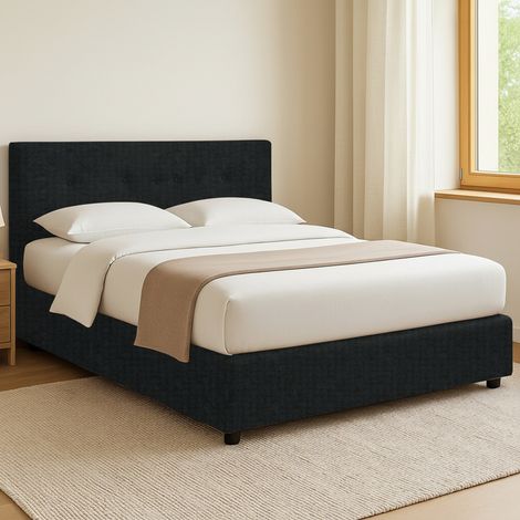 Letto Piazza e Mezza Made in Italy, Sfoderabile Contenitore, Grigio Scuro - Luton (1/5)