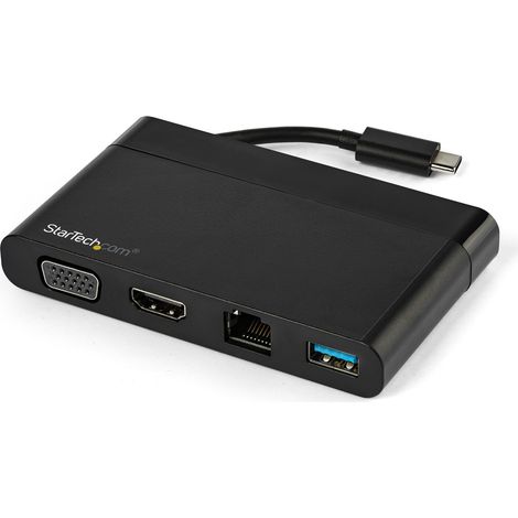 StarTech.com Adattatore multiporta USB C con HDMI, VGA, Gigabit Ethernet e USB 3.0 - Mini dock hub USB C a HDMI 4K o VGA 1080p display - Docking station da viaggio USB Type-C per laptop USB-C (1/4)
