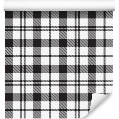 Papier peint à carreaux noirs et blancs, gris et gris clair, 50 x 1000 cm (1/5)