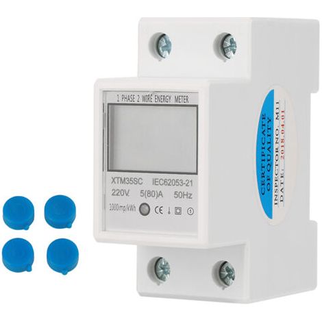 Compteur électrique électronique 220 V 5 (80) A monophasé 2 fils 2P sur rail DIN (1/5)