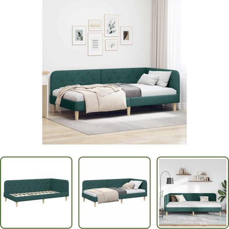 vidaXL Ecksofa - Eckbettgestell Dunkelgrün 90 x 190 cm Stoff (1/5)