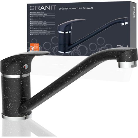 Robinet de cuisine pivotant à 360° Idéal pour évier double mitigeur monocommande Noir granit (1/4)