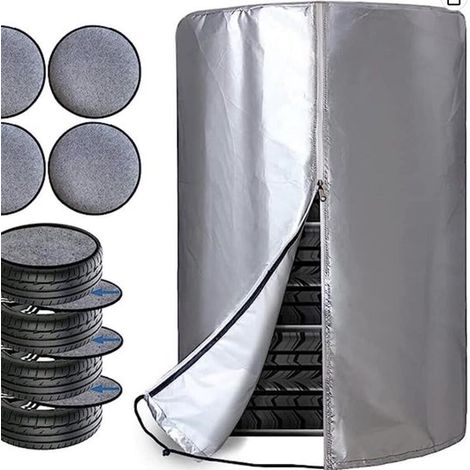 Copriruota, copertura protettiva per pneumatici auto, include 4 cuscinetti, con cerniera e coulisse. Per un massimo di 4 pneumatici da 18 a 22 pollici. 85 x 120 cm, 420D. (1/5)