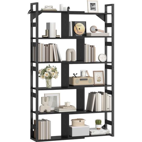 Homevive Estantería Convertible de 6 Estantes,160×98,5×21,5 cm,Metal Negro (1/3)