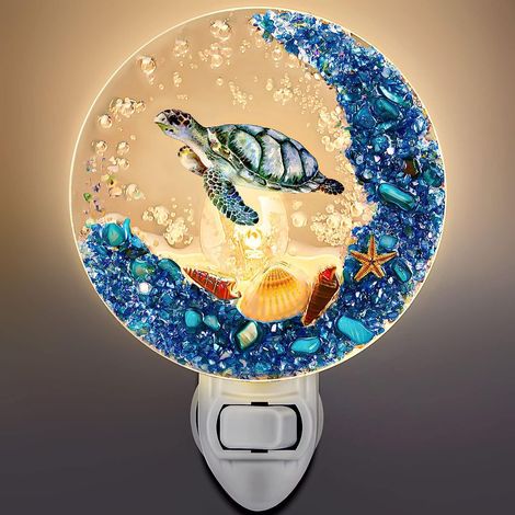 Veilleuse coquillage à brancher, veilleuse décorative animaux marins, veilleuse de plage vintage pour adultes (tortue) (1/5)