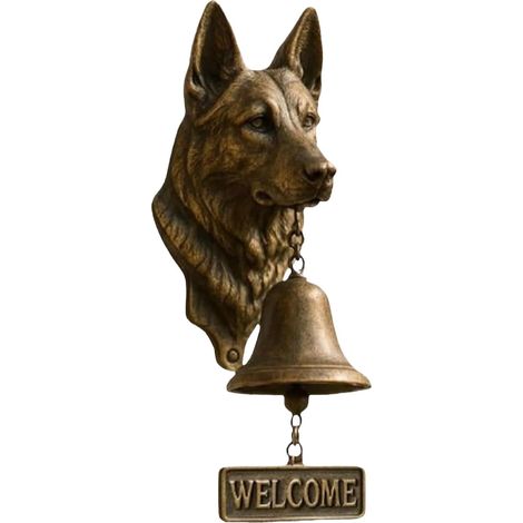 1 Sonnette Décorative Chien, Design Vintage Bronze, Anneau Porte Murale Pour Jardin, Cour, Maison (1/5)