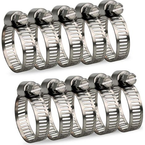 Collier De Serrage Tuyau Réglable 16-25mm Gamme En Acier Inoxydable 304 Assortiment Tuyau Pinces Clips Pour Famille Tuyau D'eau, Home Gaz, Tube D'automobiles, Robinet 10 Pièces (16-25mm) (1/5)