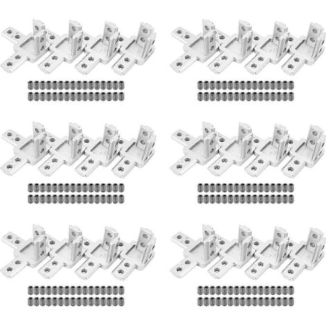 Lot de 24 connecteurs en T série 3030 avec vis, compatibles avec les profilés d'extrusion en aluminium à rainure en T standard de 8 mm. (1/5)