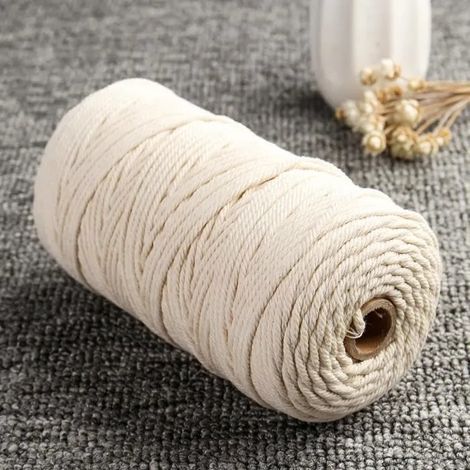 TEMPSA Corde Macramé 3mm x 200m Naturel Ficelle Coton Beige pour Emballage Cadeau Décoration Bricolage (1/4)