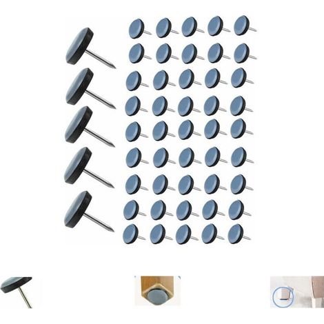 50 Pièces Patin Chaise Teflon à Clouer 19mm Ronde Patins de Meubles en Teflon Patin de Chaise avec Clou Teflon Patins de Chaise Feutre à clouer pour Chaise Canapé Bureau Table -, (1/5)
