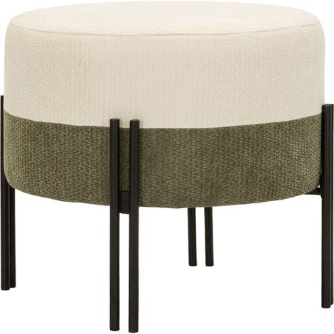 Pouf moderno bicolore con struttura in ferro e seduta imbottita (1/5)