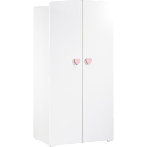 Armoire enfant 2 portes laquée blanc – 3 tablettes mobiles – Panneau MDF – Fabrication française – Dimensions 85 x 175 x 56 cm – Baby Price