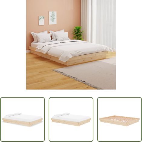vidaXL Bois de pin - Cadre de lit sans matelas bois massif 140x190 cm (1/5)