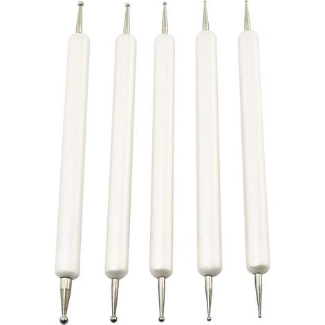 Ensemble de 5 stylets à gaufrer de 5 tailles différentes, à double extrémité, pour la peinture sur roche et le traçage de mandalas sur papier carbone. (1/4)