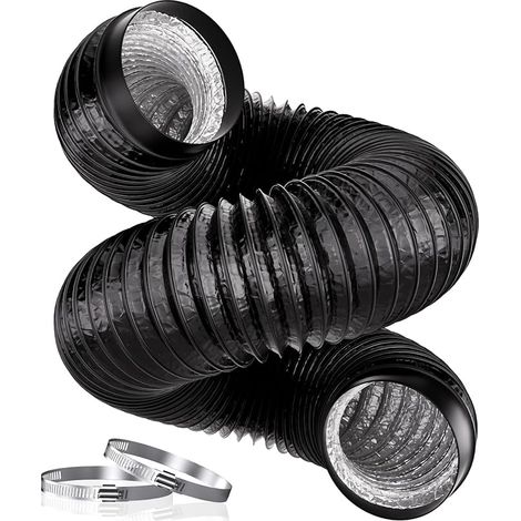 HG Power Tuyau d'évacuation d'air 150 mm, tuyau en aluminium PVC de 3 m, avec 2 colliers de serrage pour hotte aspirante, ventilateur, sèche-linge, extracteur, noir (1/5)