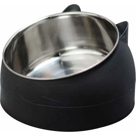 Katzennapf aus Edelstahl – Multifunktionaler Katzennapf – Für Futter und Wasser – Schwarz, 200 ml (1/5)