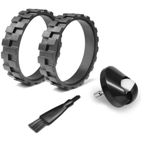 Pair Set bestehend aus 2 Reifen und 1 Vorderrad, kompatibel mit iRobot 500, 600, 700, 800 und 900 Serie – Ersatzreifen und Vorderrad für iRobot