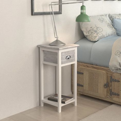 Maison Exclusive - Nachttisch mit 1 Schublade Grau/Weiß