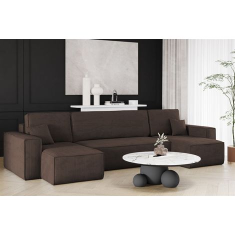 Wohnlandschaft Schlafsofa Sofa MARIS Stoff Poso Braun (1/2)