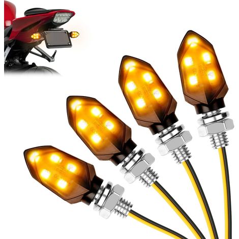 Kit 4 Clignotants Indicateurs LED Moto 12V Étanche IP65 Résistant à la Pluie Lumières Universel Ambre (1/5)
