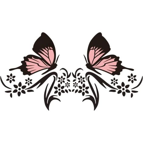 CCYKXA (Noir + Rose)2 Pcs Autocollant de Bande de Capot de Voiture, Papillon Fleurs Motif Graphiques Autocollant de Carrosserie de Voiture Étanche Autocollant pour Voitures SUV Camions Ordinateur (1/5)