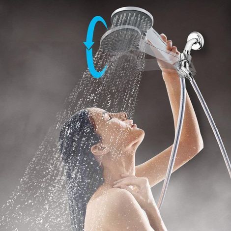 Shower Handheld - 4 Pouces - 5 Modes De Pulvérisation - Débit Réglable 1 5 À 2 5 Gpm - Raccord Universel - 1 Pièce (1/5)