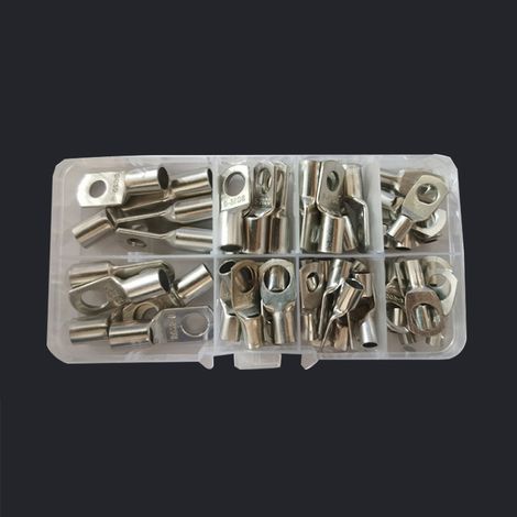 Jeu de cosses de câble, 60 pièces, pour fils de 6 à 25 mm², cosses en cuivre étamé, extrémités de batterie, connecteurs à sertir, bornes à anneau (1/5)
