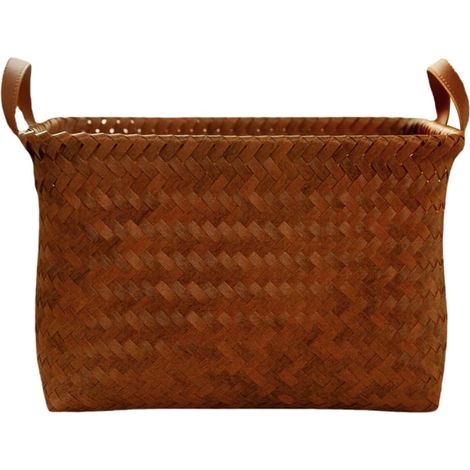 Panier à linge et panier en matériau de couverture avec poignée PU 38x28x24cm Porte-serviette (1/5)