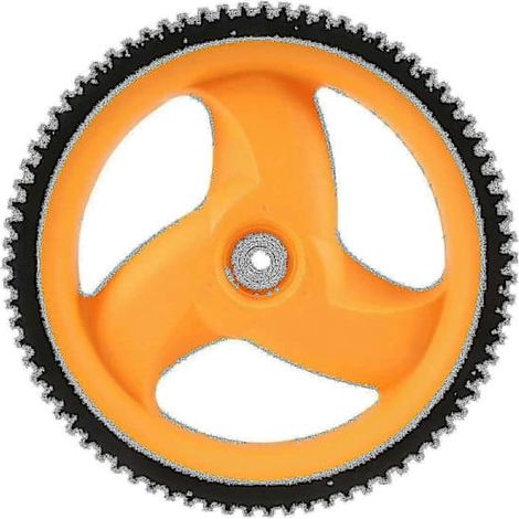 Roue arrière de tondeuse à gazon de 293 mm compatible avec les références 5324035-09, 5324327-49, 532403509 et 532432749. Bon état. (1/2)